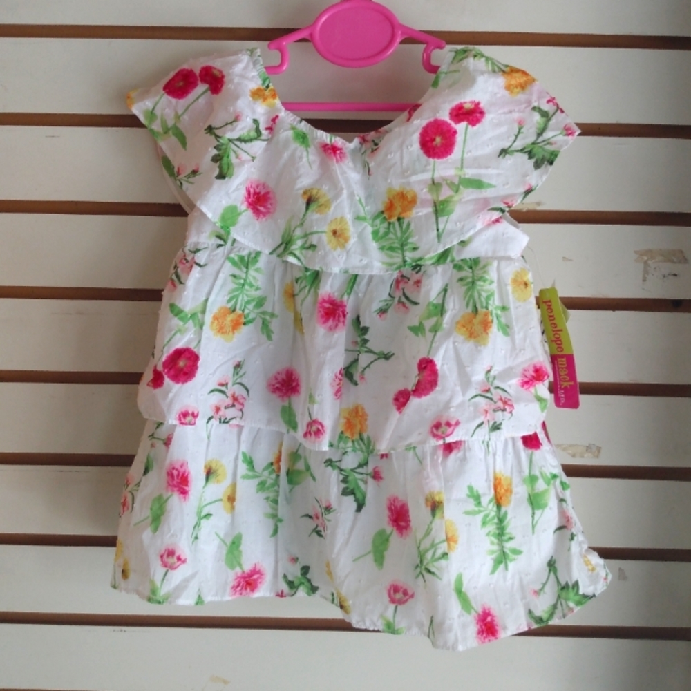 Dress Floral Print w/Elastic X Design Style in the back & Layers🩷💛💚